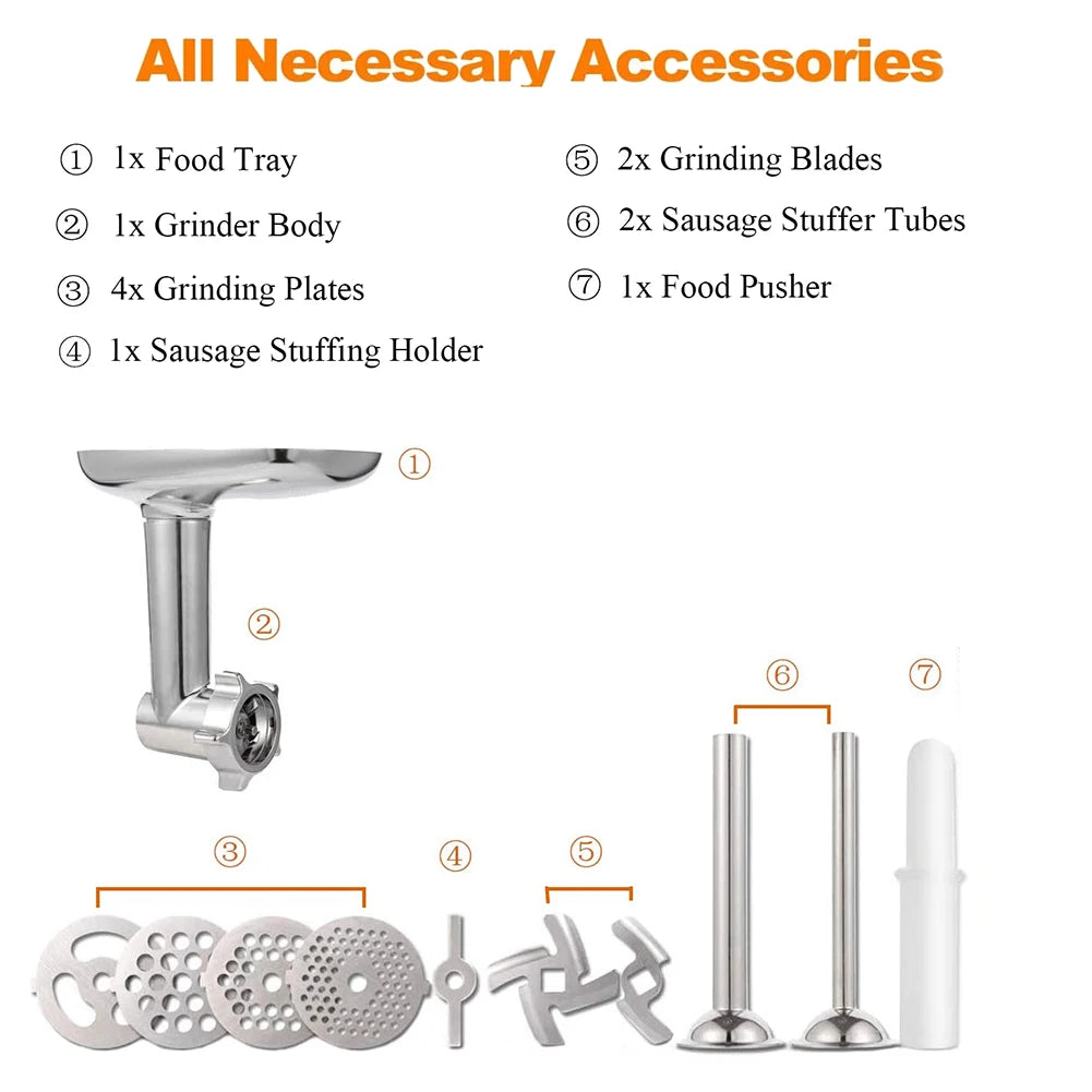 Meat Grinder Attachment for Stand Mixers,Included Sausage Stuffer Tubes,Durable Food Grinder Attachments