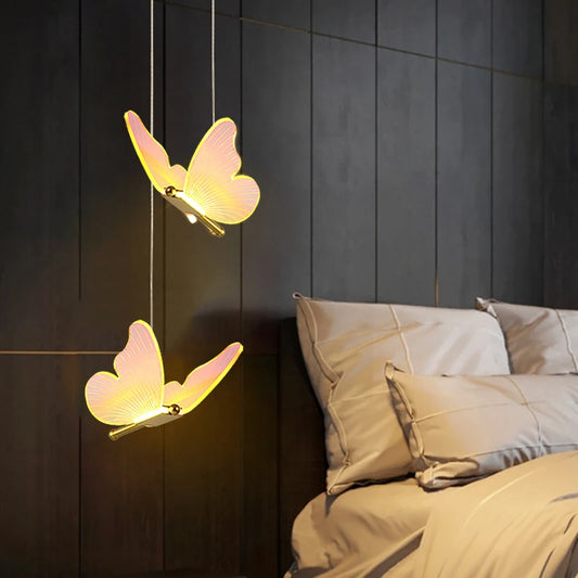 Led Butterfly Chandelier Lighting Light For Bar Bedside Living Room Metal Pendant Lamp Home Deco Hanging Celing Light Fixtures