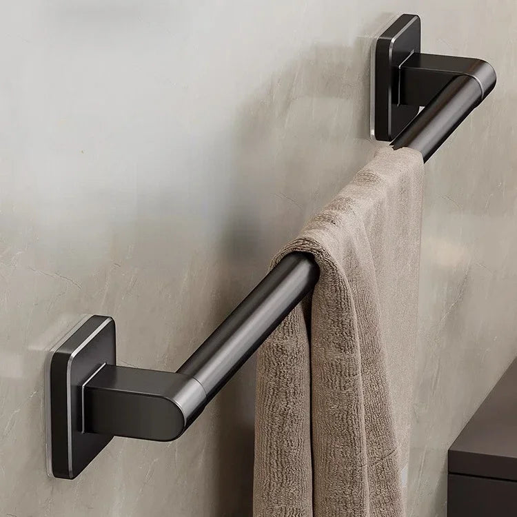 Towel Holder Space Aluminum Bar No Drilling Bathroom Organizers Self-adhesive Towel Bar Bathroom Shelves Kitchen Storage Rack