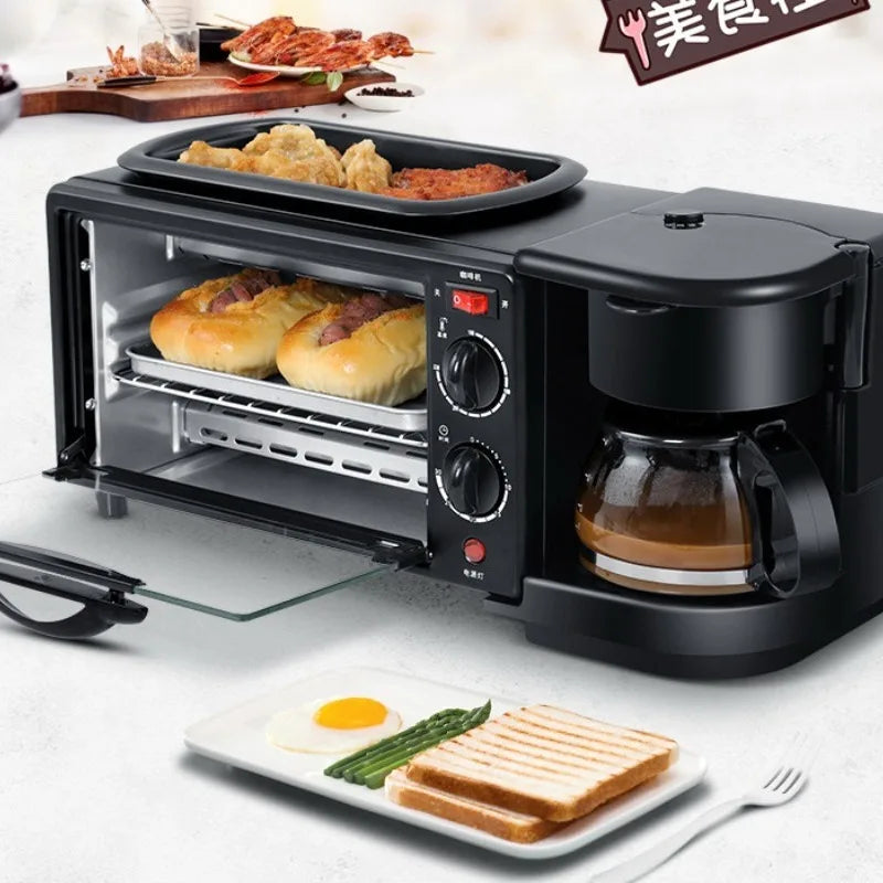 Multifunctional Breakfast Machine Full Automatic Baking Machine Drip Coffee Maker Household Bread Pizza Frying Pan Toaster