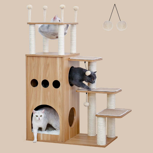 Cat Tree Tower Condo Playground Cage Kitten Multi-Level Activity Center Play House Medium Scratching Post Furniture Plush