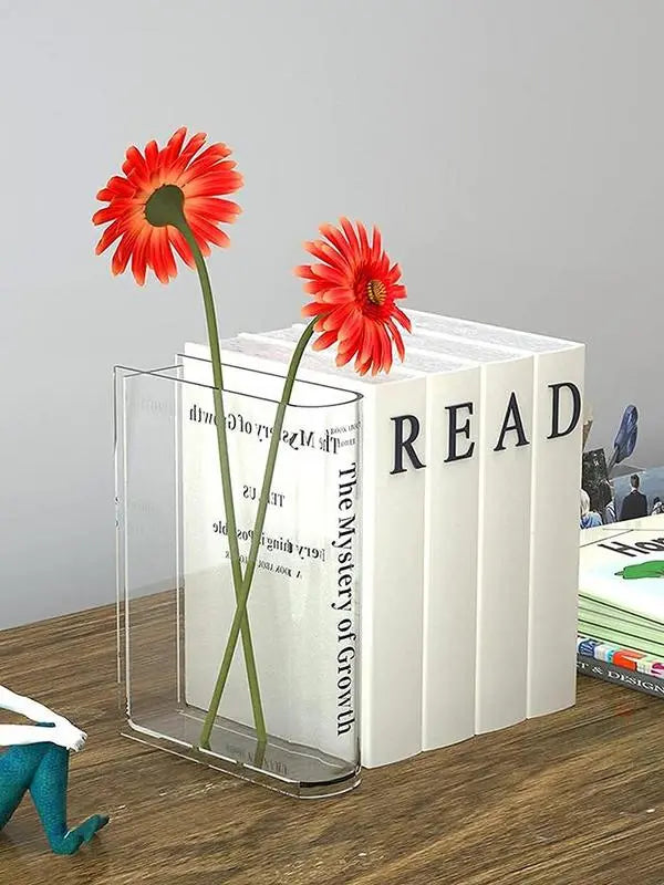 Clear Book Vase Clear Book Flower Vase Clear Book Vase for Flowers, Cute Bookshelf Decor for Floral Arrangement Home Decor