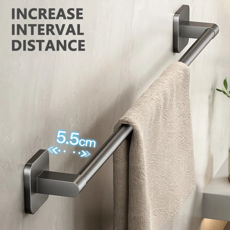 Towel Holder Space Aluminum Bar No Drilling Bathroom Organizers Self-adhesive Towel Bar Bathroom Shelves Kitchen Storage Rack