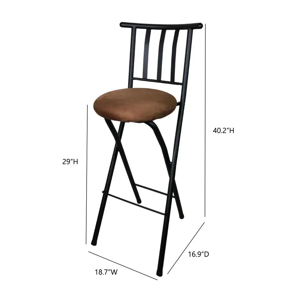 Mainstays Indoor Metal Folding Stool with Slat Back and Microfiber Seat, Dining Chairs,  Accent Chairs for Living Room