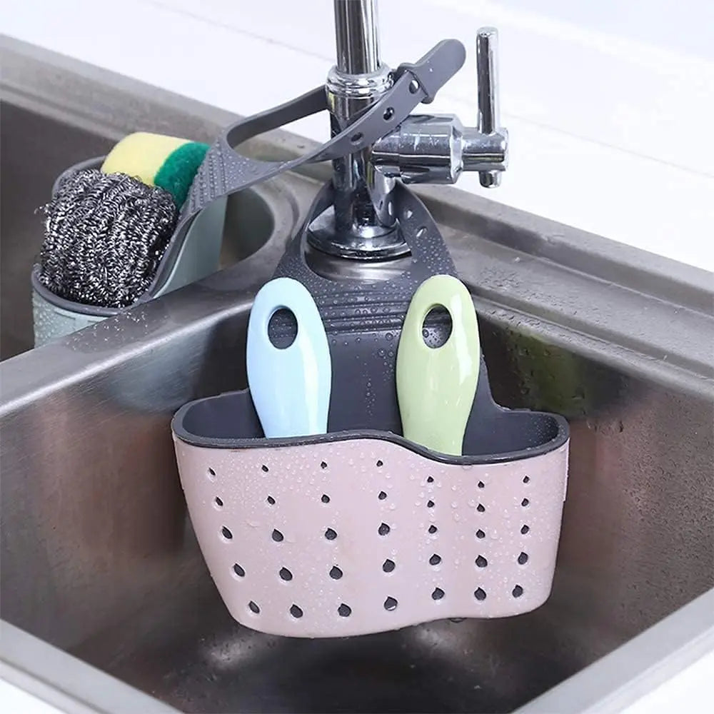 Sink Shelf Soap Sponge Holder Clip Dish Drainer Drying Rack Silicone Storage Basket Bag Bathroom Holder Kitchen Accessories Tool