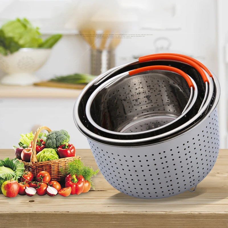 New 304 Stainless Steel Kitchen Steamer Basket with Silicone Covered Handle Instant Pot Accessories for 3/6/8L Pressure Cooker