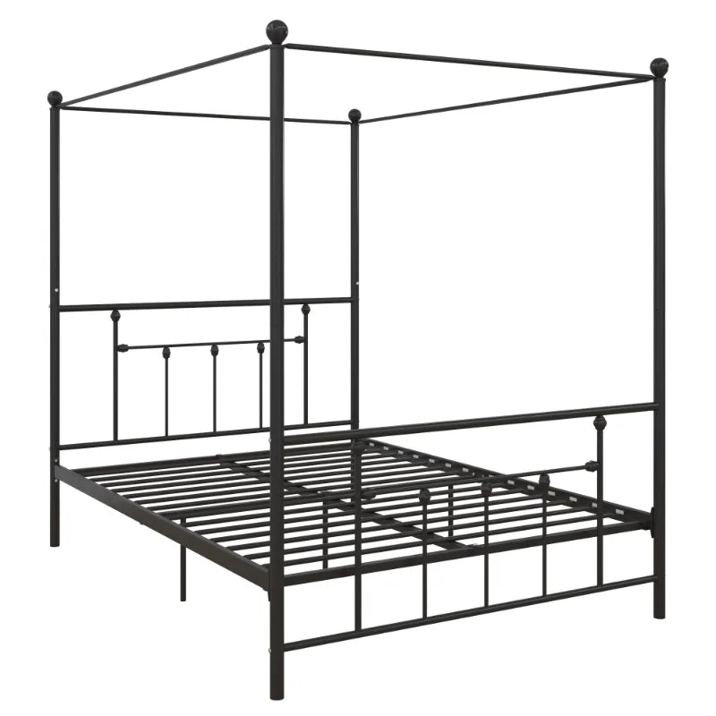 DHP Manila Metal Canopy Poster Bed, Queen, Black bedframe bedroom furniture