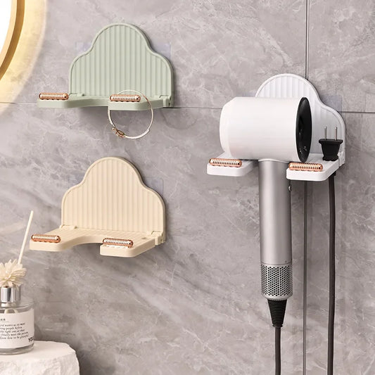 Hair Dryer Holder Wall Mounted Organizer Bathroom Punch-free Stand Foldable Hair Dryer  Storage Holder Rack Bathroom Organizer