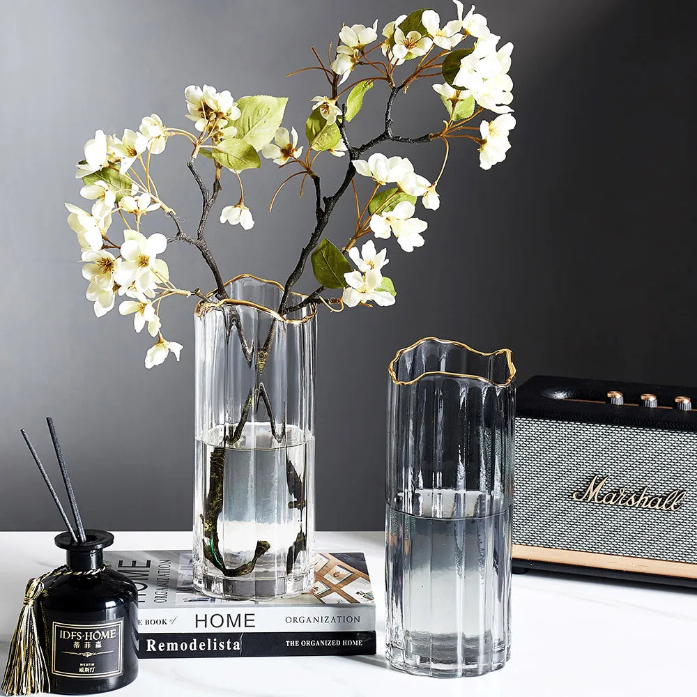 Modern Glass Vase Transparent Flower Vase Living Room Home Decoration Tabletop Vases Terrarium Decor Vase Minimalist Gifts