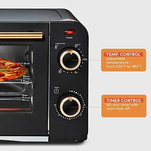 ETO1200B Vintage Diner 50\u2019s Retro Countertop Toaster Oven, 1300W, Bake, Broil, Toast, with Temperature  & Adjustable 60 Dtf