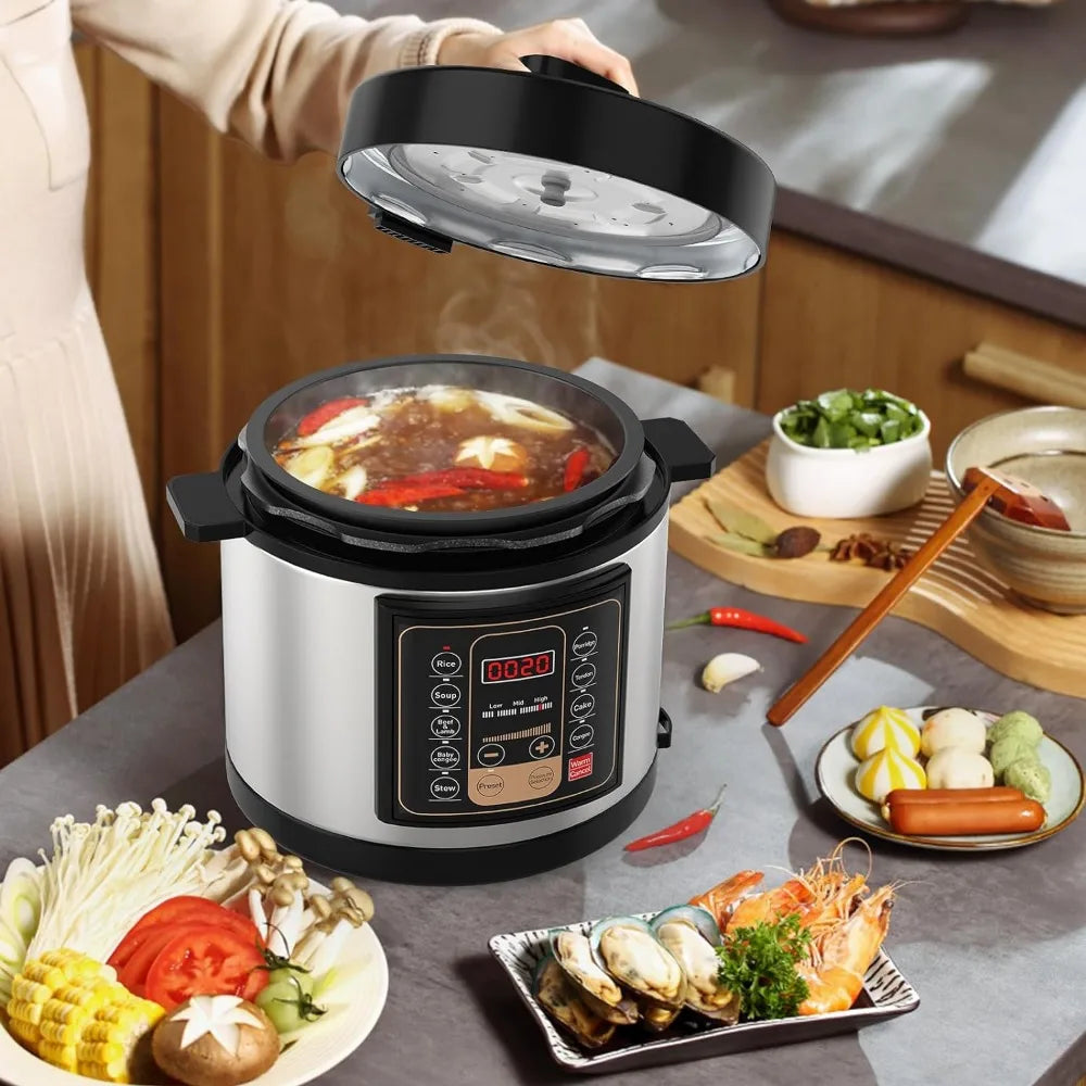 Programmable Instant Cooker Pressure Pot with Slow Cooker,Including Stir-fry, Rice Cooker, Yogurt Maker