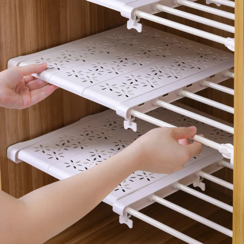 Adjustable Wardrobe Closet Organizer Clothes Storage Shelves for Kitchen Bathroom Telescopic Holders Shelf Wall Mounted Racks