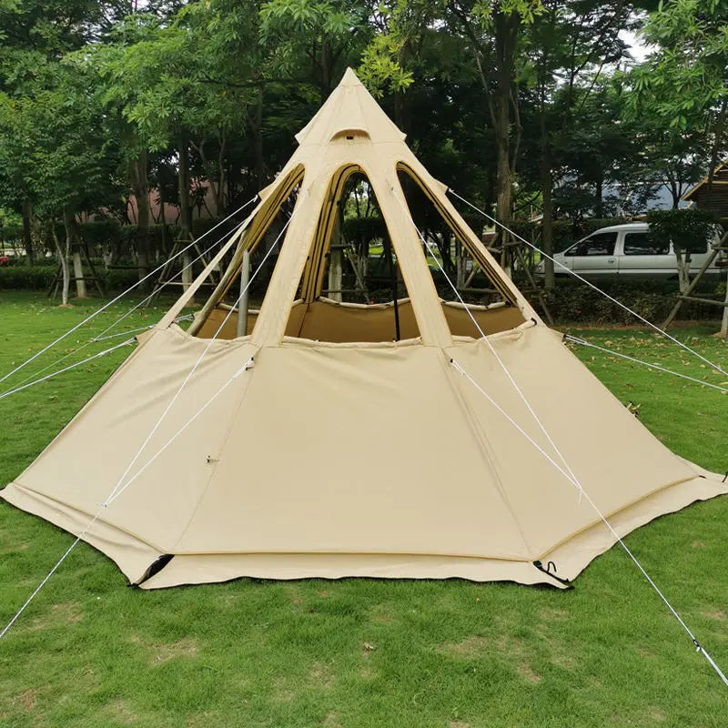 Outdoor Fire Octagonal Tent Cotton Tent Rain Proof Canvas Safari Tent Waterproof Family Glamping Big Camping Luxury Canvas