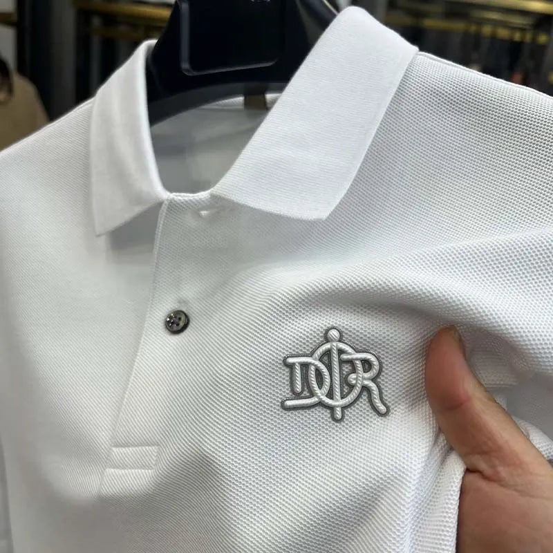 High End Luxury 100% Cotton Men's Polo Shirt Lapel Letter Embroid T-Shirt Korean Trend Fashion Short Sleeved Summer New Clothing