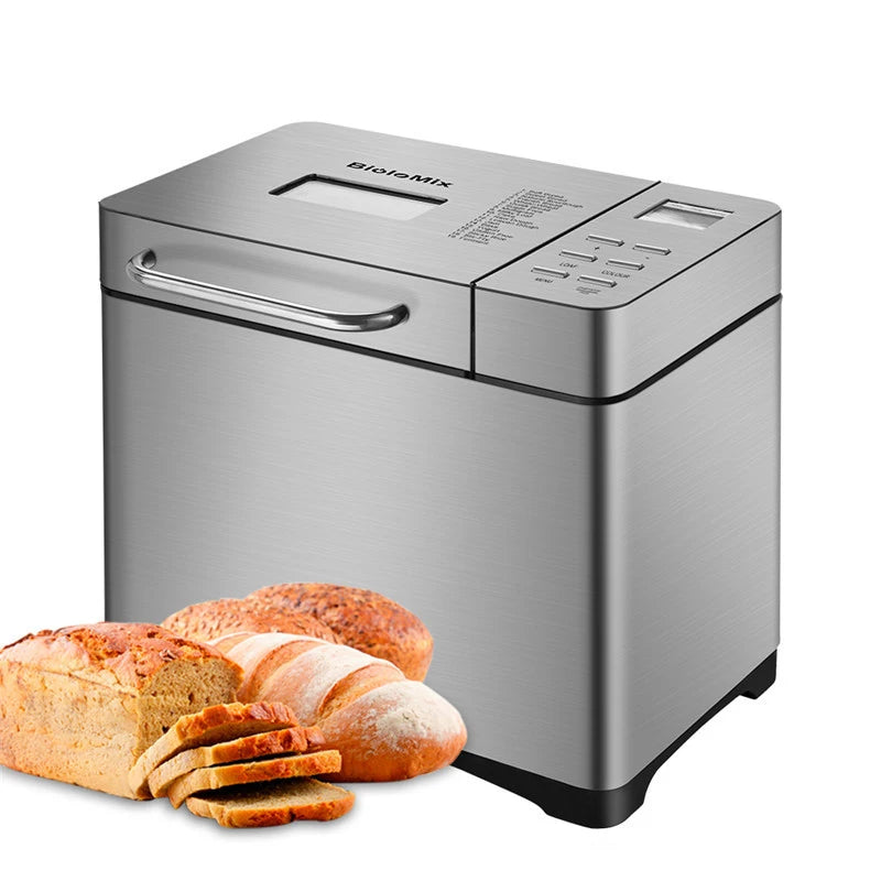 1KG Bread Maker Stainless Steel Automatic Stir Raw Dough Dispense Fruit/Nut Bake 3 Sizes Toaster 17-in-1 Bread Machine