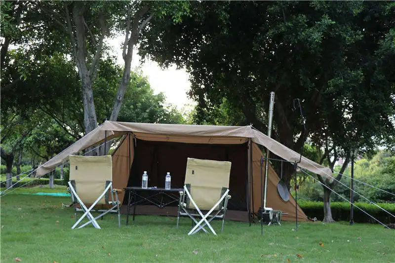 Wholesale High Quality Emergency Beach Sun Shelter Luxury Glamping Cotton Canvas Tent Hiking Outdoor Waterproof Camping Tent