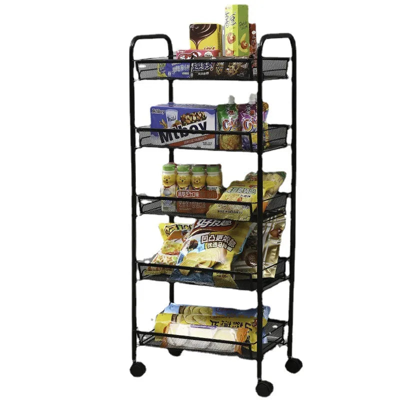 Trolley Storage Rack Floor Multi-layer Storage Rack Bathroom Wheeled Trolley Multifunctional Toy Snack Storage