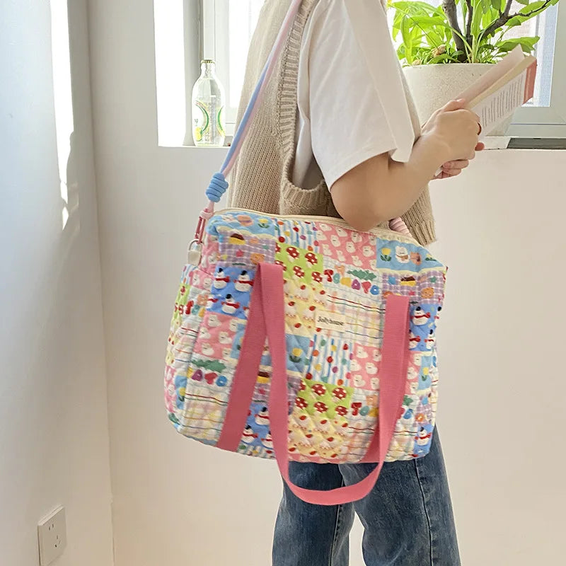 Youda New Style Fashion Cotton Mommy Shoulder Bag Colorful Pattern Multifunctional Handbag Large Capacity Shopper Tote Bags