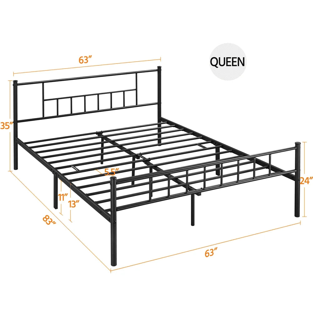 Black Bunk Bed Frame Full Jorge Queen Metal Platform Bed With Spindle Headboard and Footboard Children Beds & Furniture Bedframe