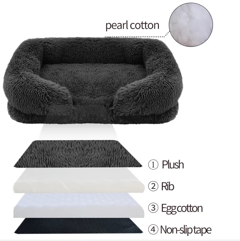 New Large Dog Bed Dog Plush Pet Bed Winter Thickened Pad Dog Sleeping Bed Sofa Removable Pad Dog Small Large Dog square kennel