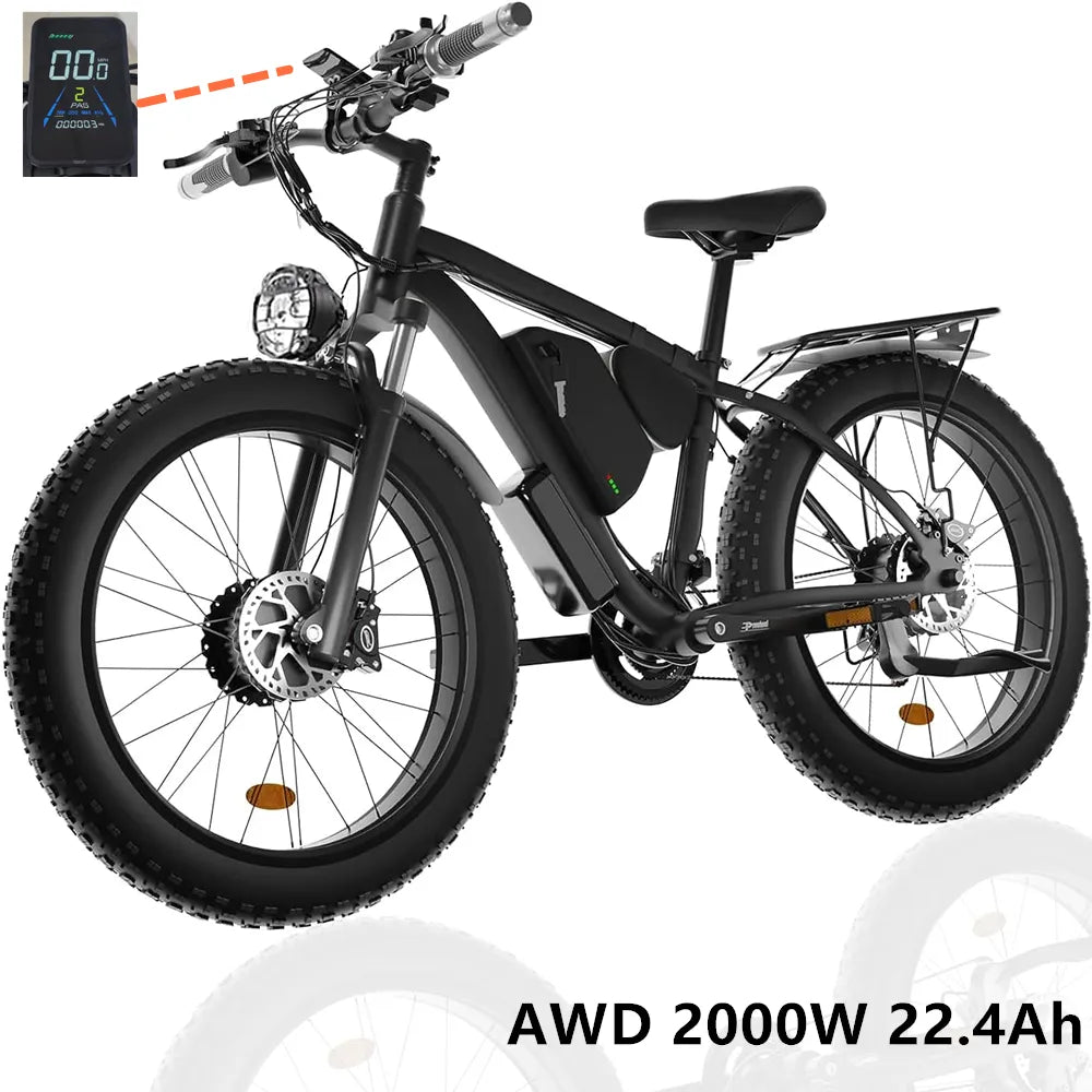 2000W Double Motor Powerful Electric Bicycle Smlro XDC600 Pro 48V 22.4Ah 35MPH 26 inch fatbike Electric Mountain Bike For Adult