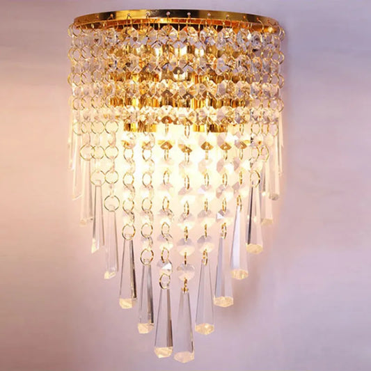 Modern Crystal Wall Lamp Lighting Fixtures 220V E14 LED Gold Crystal Wall Decorative Lights Bedroom Bedside Lamps