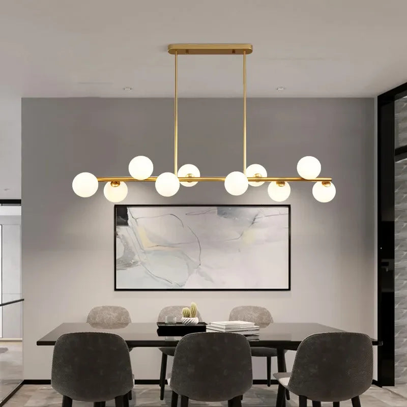 Glass Balls Pendant Lights for Dining Room Living Room Decoration Black Gold Celing Chandeliers Kitchen Hanging Lamp