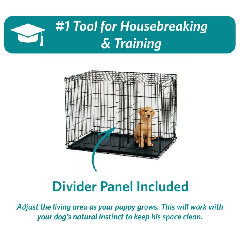 30" Double Door Folding Metal Dog Crate