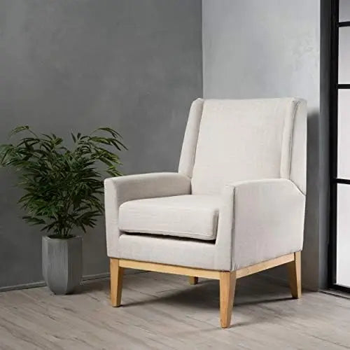 Fabric Accent Chair, Beige 27.5D x 28.5W x 36.5H in