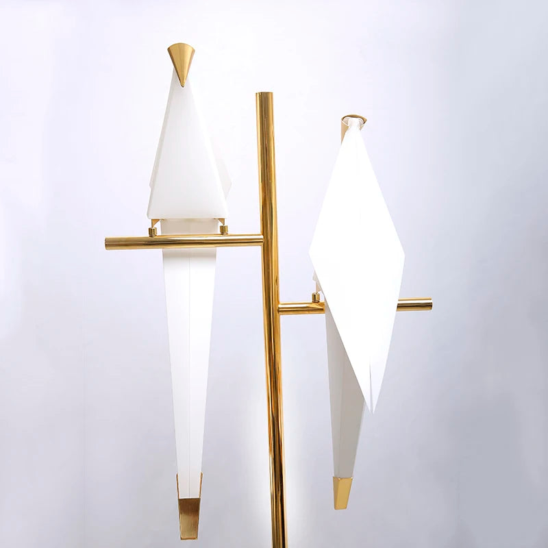 Led Bird Paper Floor Lamp Home Deco Modern Gold Standing Lamp Bedroom Living Room Origami Floor Light Study Reading Beside Lamp