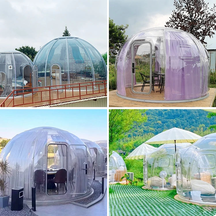 Resort villa house clear waterproof polycarbonate geodesic bubble outdoor garden party restaurant tent igloo dome