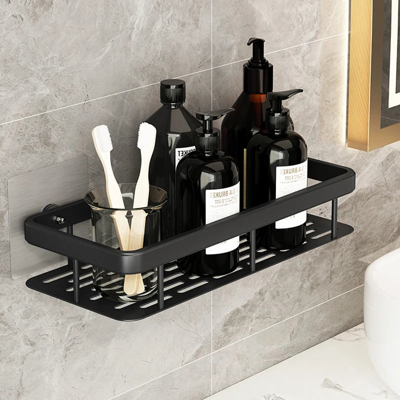 Bathroom Shelves Aluminum Alloy No-drill Wall Mount Corner Shelf Shower Storage Rack Holder Toilet Makeup Organizer for Shampoo