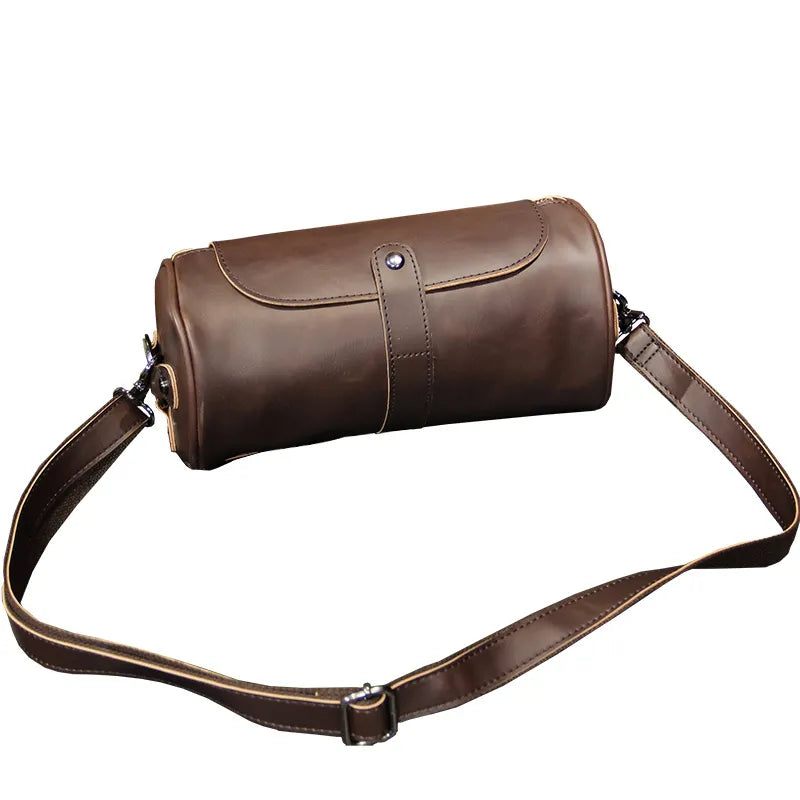 LEBSGE New Fashion Crazy Horse Pu Leather Men's Crossbody Bag Small Messenger Bag Retro Brown Single Shoulder Bag