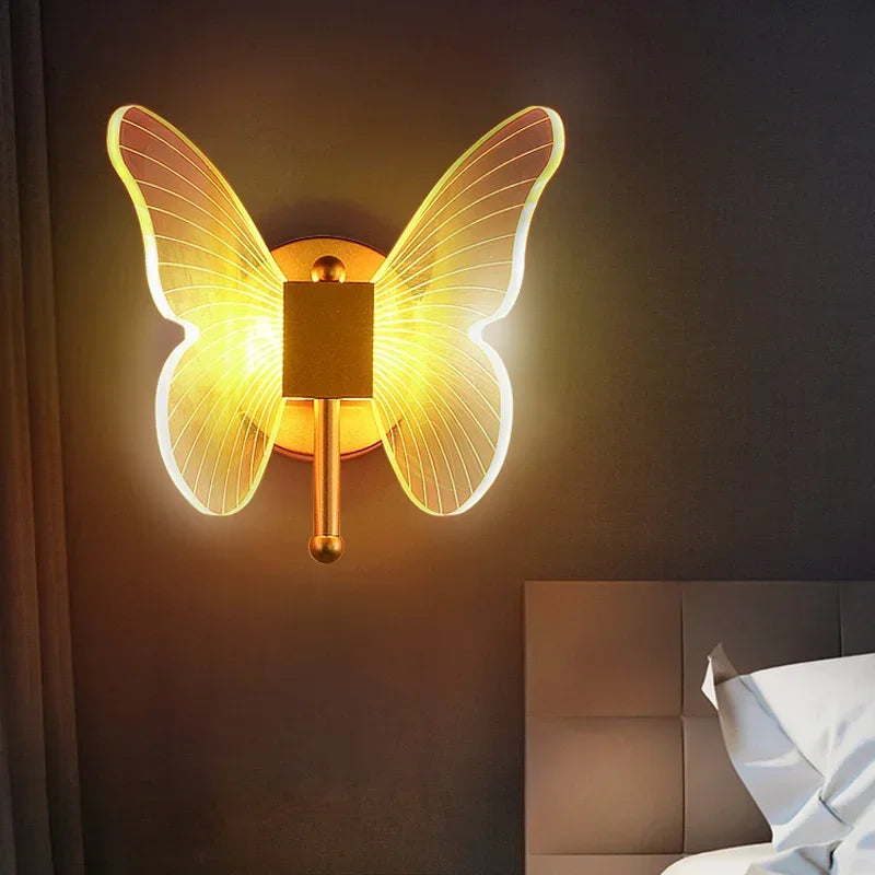 Modern Butterfly Led Pendant Lamp Chandelier Lighting Bedroom Bedside Background Acrylic Home Decor Hanging Celing Light