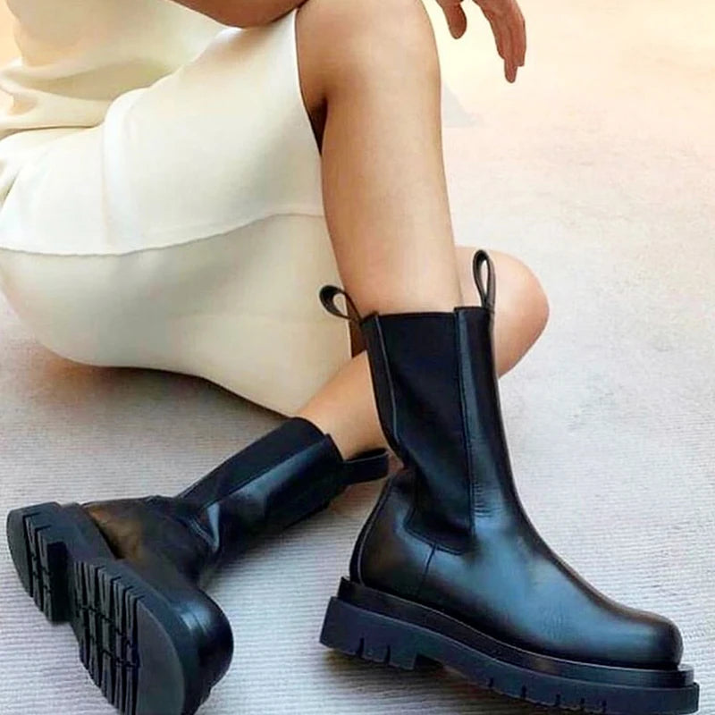 RASMEUP Luxury Designer Women's Platform Chelsea Boots 2022 Brand Women Chunky Ankle Boots Fashion Ladies Shoes femme Footwear