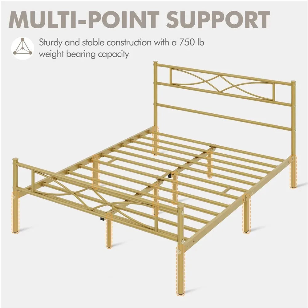 Queen Bunk Bed Set Julian Curved Design Metal Bed Daybed Antique Gold Mattresses Bedroom Beds & Furniture Bedframe Frame Frames