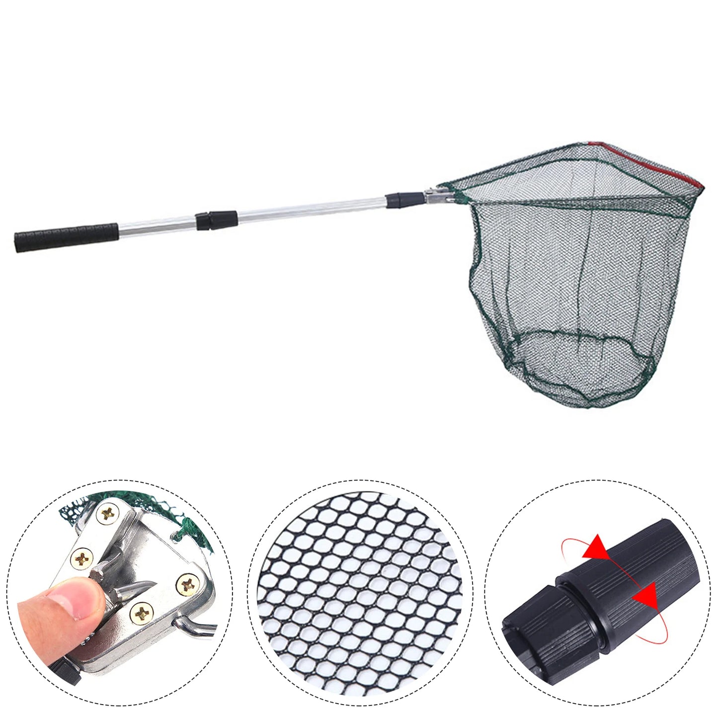 1pc Fishing Nets Folding Telescoping Retractable Fishing Net Aluminum Alloy Triangular Netting Outdoor Fish Accessories Tackle