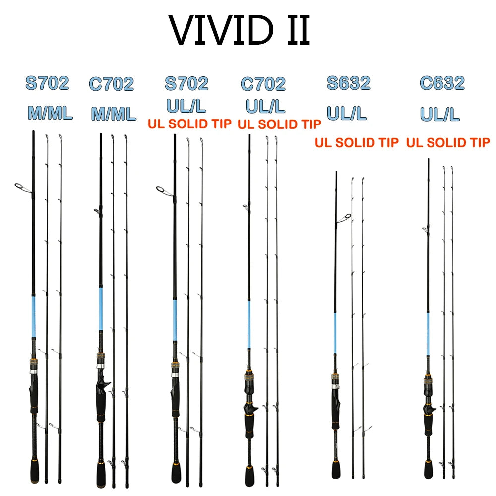 NEW VIVID Ultralight AJING Rod Fast action 1.92m 2.1m 2 Secs ROCKFISH Lure Casting Spinning Fishing Rod UL/L M/ML 2 Tips