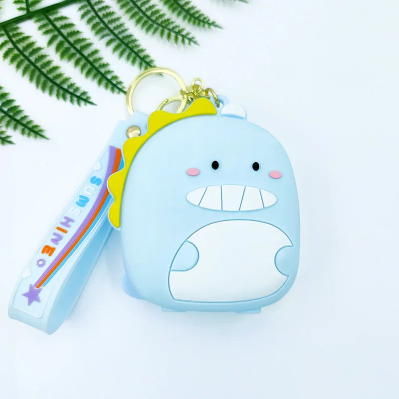 Women's Mini Dinosaur Silicone Coin Purse Soft Storage Bag Wallet Cute Cartoon Keychain Bag Pendant Earphone Small Bag