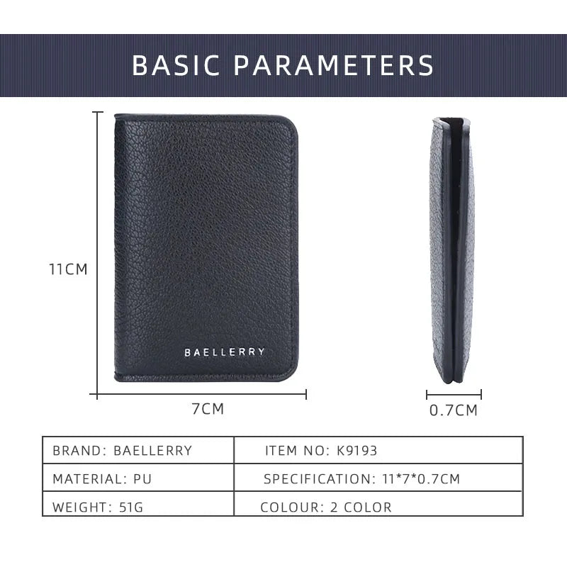 Baellerry Men's Leather Card Wallet Minimalist Small Thin Purse Soft Slim Mini Credit Card Bank ID Card Holder Wallet for Men