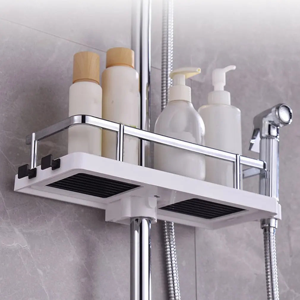 Shower Storage Holder Rack Organizer Bathroom Shelf Shampoo Tray Stand No Drilling Floating Shelf For Wall Household Item