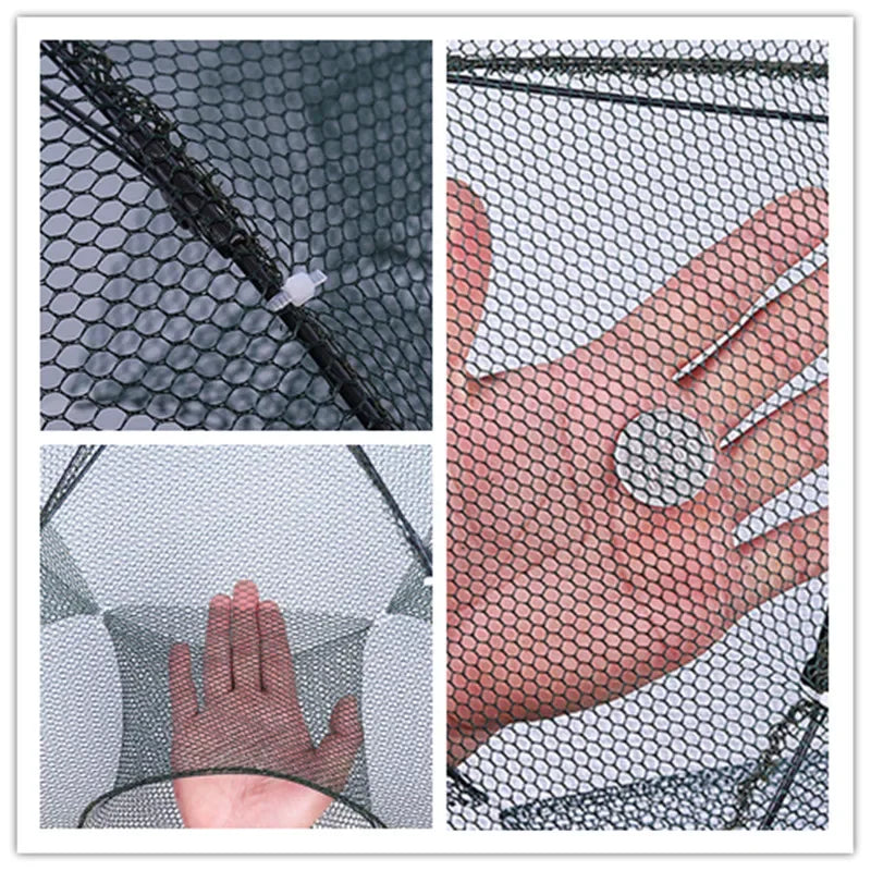 Strengthened 4/6/8 Holes Automatic Fishing Net Shrimp Cage Nylon Foldable Fish Trap Cast Net Cast Folding Fishing Net Outdoor