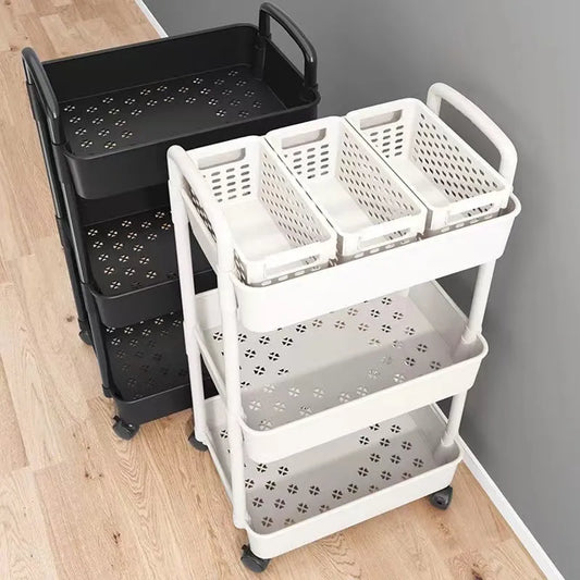 Trolley Storage Rack, Floor To Floor, Multi-layer Storage Rack, Bathroom with Wheels, Small Trolley, Toy and Snack Storage