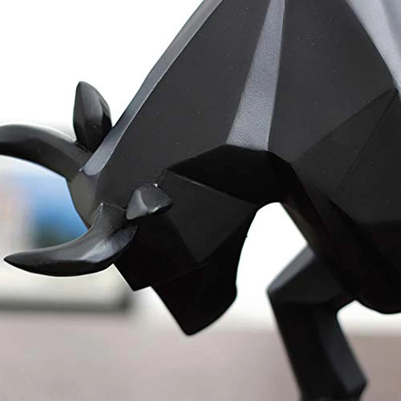 YuryFvna Morden Geometric Bull Statue Ornament Cafe Cattle Sculptures Animal Figurines Abstract Hotel Home Decoration