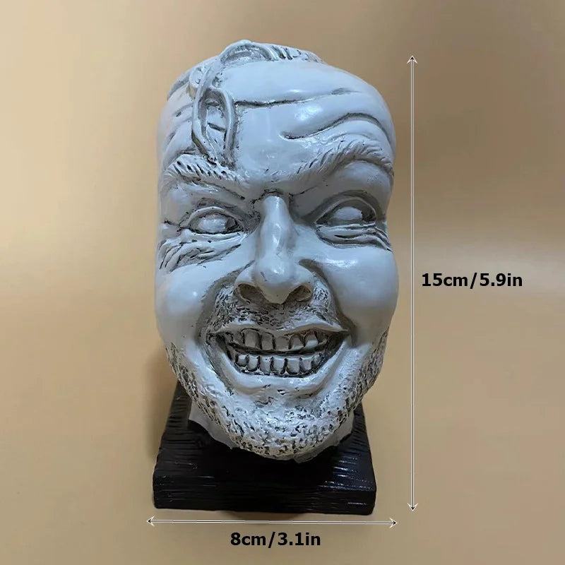 Sculpture of The Shining Bookend Library Here's Johnny Figurine Resin Craft Desktop Ornament Funny-face Book Shelf Statue Decor