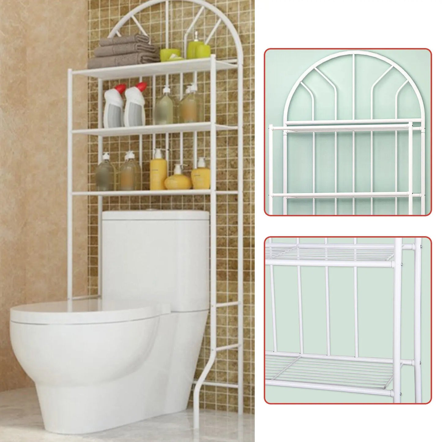 Over The Toilet Storage Rack Shelves Bathroom Organizer Stand Space Saver 3-Tier