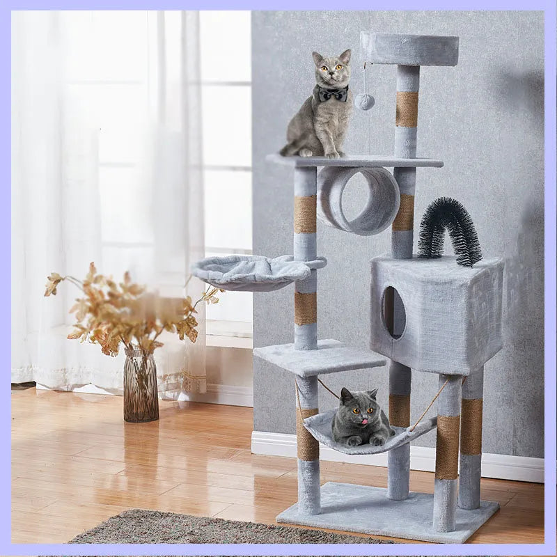 59inch Large Cat Tree for Cats Big Cat Tower with Cat Condo Cozy Plush Cat Perches Sisal Scratching Posts Hammocks Cat Scratch