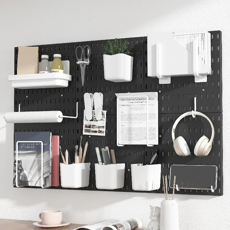 Punch-free household hole board wall dormitory kitchen bathroom wall shelf shelf wall hanging storage hook rack white black