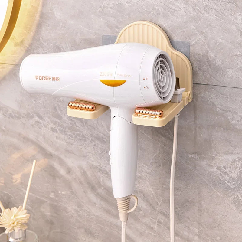 Hair Dryer Holder Wall Mounted Organizer Bathroom Punch-free Stand Foldable Hair Dryer  Storage Holder Rack Bathroom Organizer