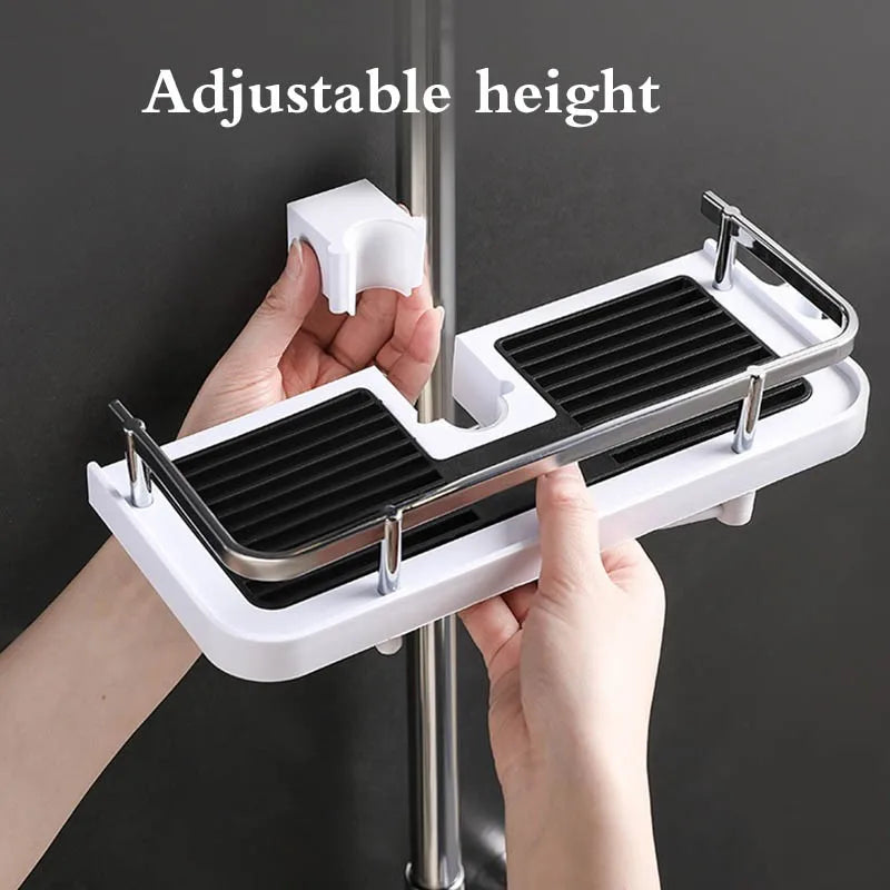 Bathroom Shower Shelf Shower Rod Rack Bathroom Lift Rod Bracket Shower Storage Hanging Basket Bathroom Accessories Wall Shelf